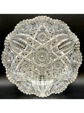 American Brilliant Period ABP J. Hoare Carolyn Pattern Cut Glass 7” Bowl RARE!